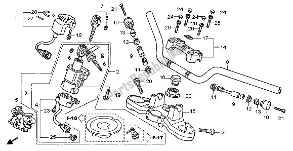 All parts for the Handle Pipe & Top Bridge of the Honda CB 1000R 2011