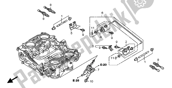 All parts for the Throttle Body (component Parts) of the Honda ST 1300 2002