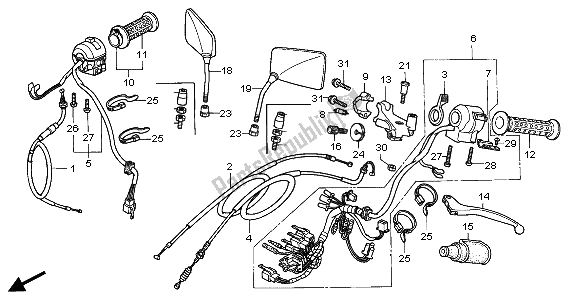 Alle onderdelen voor de Handvat Hendel & Schakelaar & Kabel van de Honda CA 125 1995