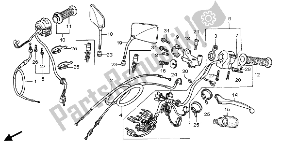 Alle onderdelen voor de Handvat Hendel & Schakelaar & Kabel van de Honda CA 125 1995