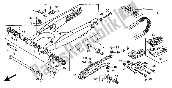 All parts for the Swingarm of the Honda CRF 450X 2007