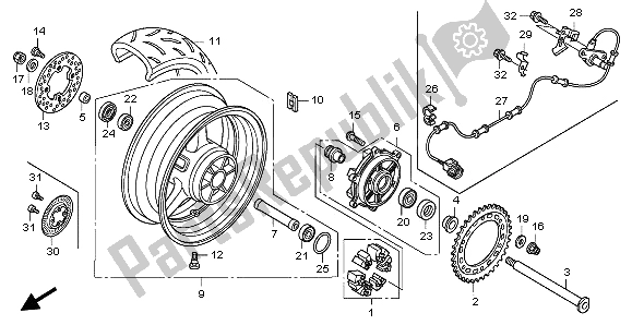 All parts for the Rear Wheel of the Honda CBR 1000 RA 2009