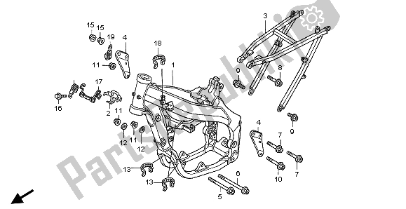 All parts for the Frame Body of the Honda CR 250R 2007