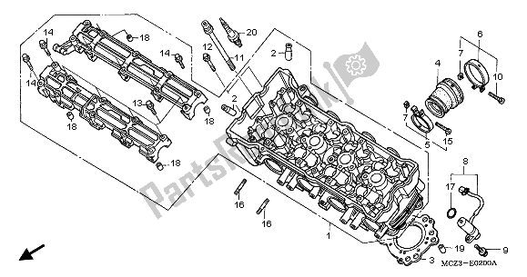 All parts for the Cylinder Head of the Honda CB 900F Hornet 2003