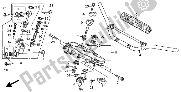 Todas las partes para Manejar Tubo Y Puente Superior de Honda CRF 450X 2008