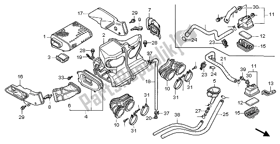 Todas as partes de Filtro De Ar do Honda CBR 1000F 1998