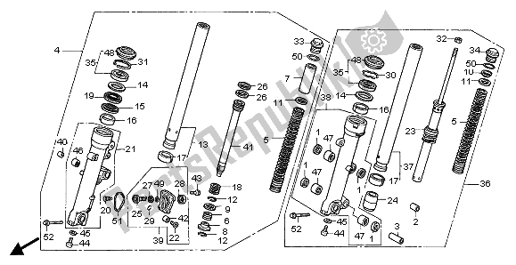 Tutte le parti per il Forcella Anteriore del Honda ST 1100A 1998