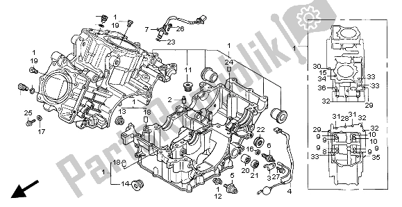 All parts for the Crankcase of the Honda XL 1000 VA 2004