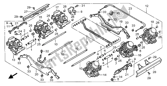 All parts for the Carburetor Assy of the Honda GL 1500C 1999