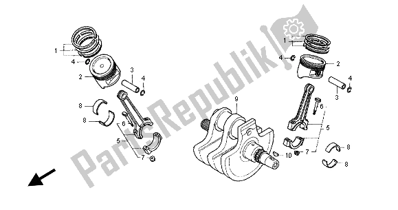 All parts for the Crankshaft of the Honda VT 750C 2004