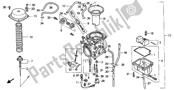 All parts for the Carburetor of the Honda NX 650 1993