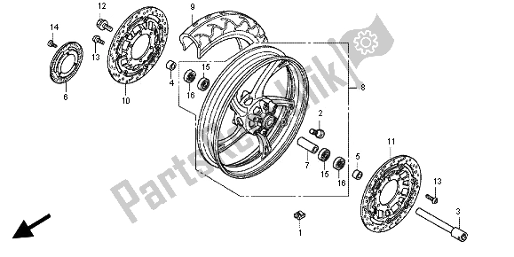 All parts for the Front Wheel of the Honda CBR 600 FA 2012