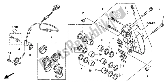 Todas las partes para R. Pinza De Freno Delantero de Honda VFR 1200 FD 2013