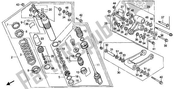 All parts for the Rear Cushion of the Honda CR 500R 1 1992