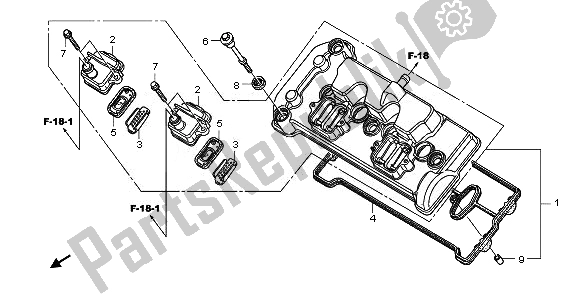 All parts for the Cylinder Head Cover of the Honda CB 600 FA Hornet 2011