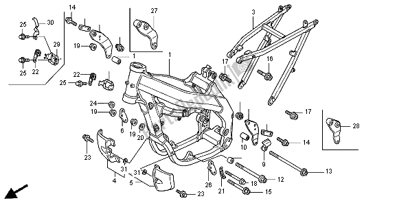 All parts for the Frame Body of the Honda CRF 450R 2004