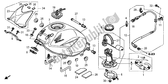Todas as partes de Tanque De Combustível do Honda CBR 125R 2012