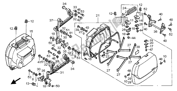 All parts for the Saddlebag of the Honda ST 1100A 1998