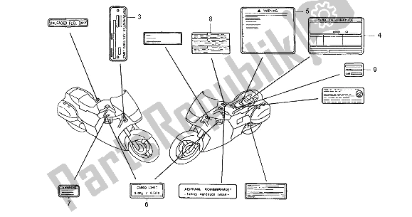 Wszystkie części do Etykieta Ostrzegawcza Honda ST 1100A 2001