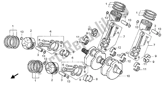 Toutes les pièces pour le Vilebrequin Et Piston du Honda VF 750C 1995