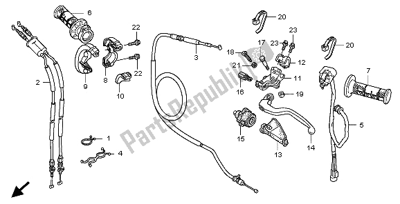 Alle onderdelen voor de Handvat Hendel & Schakelaar & Kabel van de Honda CRF 450R 2009