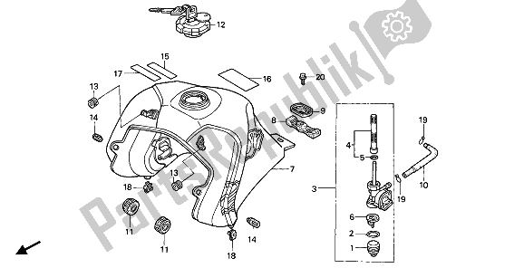 All parts for the Fuel Tank of the Honda NX 650 1990