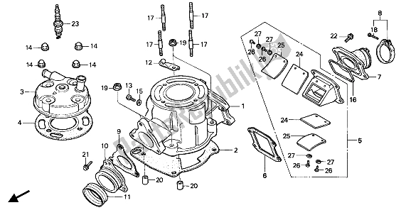 All parts for the Cylinder & Cylinder Head of the Honda CR 80R 1990