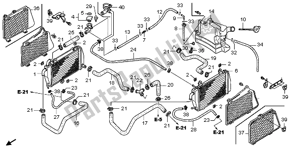 All parts for the Radiator of the Honda GL 1800A 2006