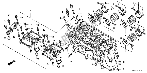 All parts for the Cylinder Head of the Honda CBF 1000 FA 2012