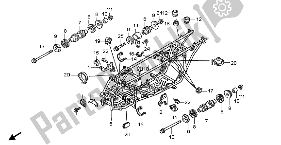 All parts for the Frame Body of the Honda TRX 350 FE Fourtrax Rancher 4X4 ES 2000