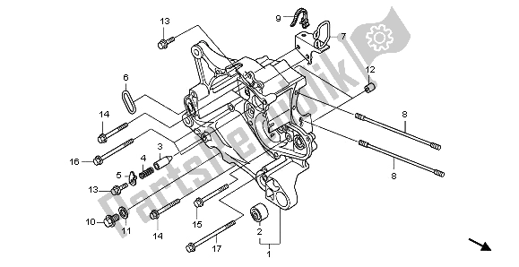 Tutte le parti per il Basamento Destro del Honda NHX 110 WH 2013