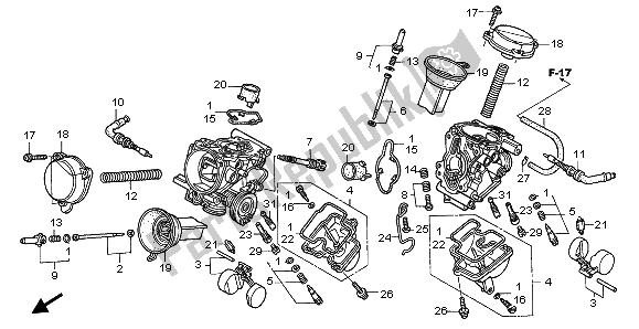 All parts for the Carburetor (component Parts) of the Honda VT 125C 2003