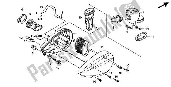 All parts for the Air Cleaner of the Honda VT 750 SA 2010