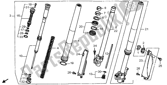 Toutes les pièces pour le Fourche Avant du Honda CR 250R 1998