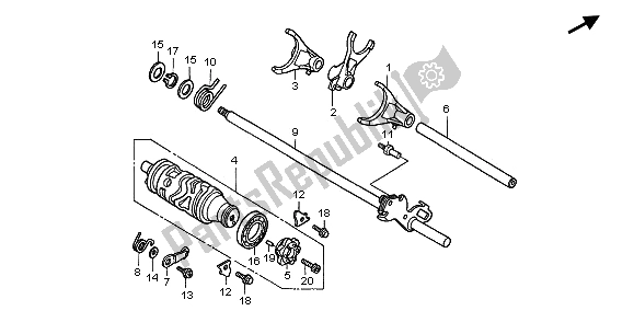 All parts for the Gearshift Drum of the Honda CB 600F Hornet 2003