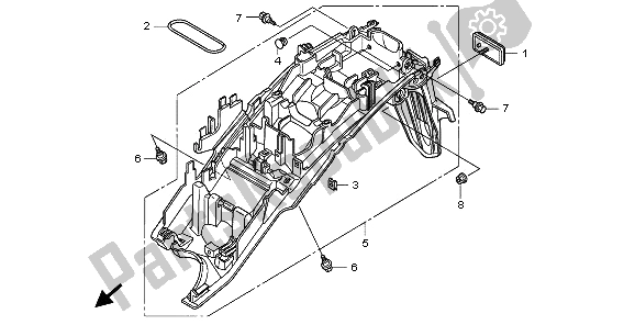 All parts for the Rear Fender of the Honda CB 600F3A Hornet 2009