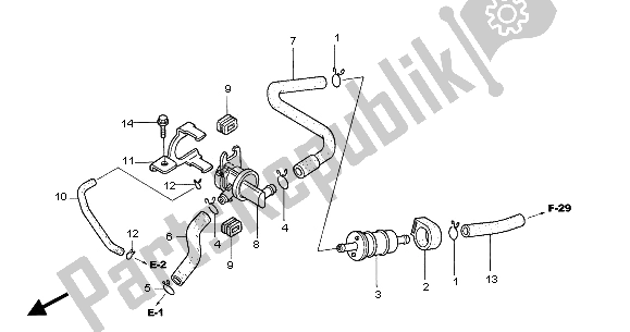 Alle onderdelen voor de Regelklep Voor Luchtinjectie van de Honda CBR 125R 2005