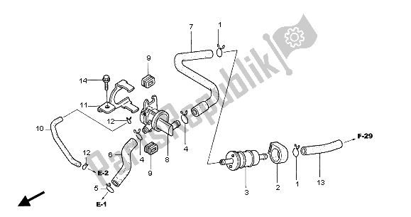 Alle onderdelen voor de Regelklep Voor Luchtinjectie van de Honda CBR 125R 2005