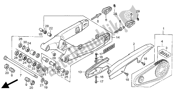 Alle onderdelen voor de Achterbrug van de Honda CBR 600F 2000