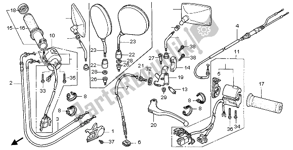 All parts for the Switch & Cable of the Honda VT 1100C2 1995