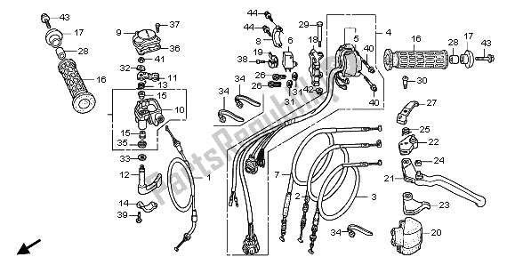 Todas las partes para Manejar Palanca E Interruptor Y Cable de Honda TRX 300 EX Sporttrax 2001