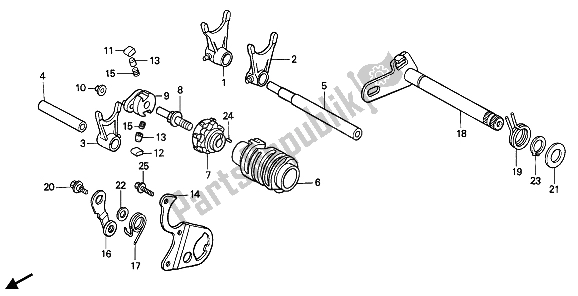 All parts for the Gearshift Drum of the Honda CR 500R 1 1993