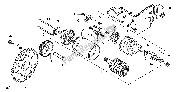 All parts for the Starting Motor of the Honda NSS 250A 2009