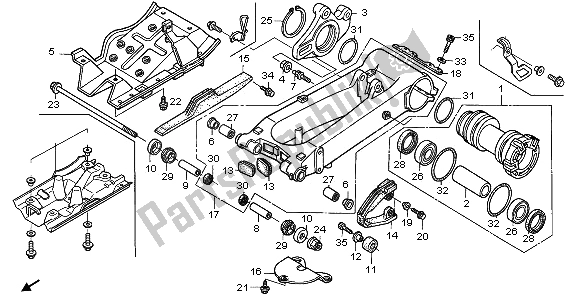 All parts for the Swingarm of the Honda TRX 400 EX Sportrax 2003