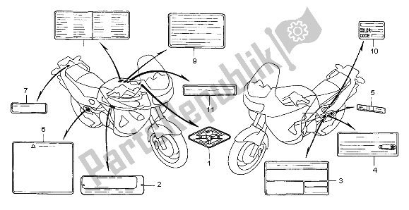 All parts for the Caution Label of the Honda XL 1000V 2004