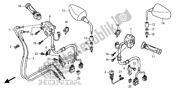 All parts for the Switch & Cable & Mirror of the Honda VFR 1200X 2013