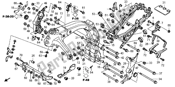 All parts for the Frame Body of the Honda CBF 1000F 2012