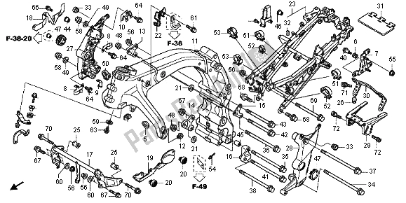 All parts for the Frame Body of the Honda CBF 1000F 2012