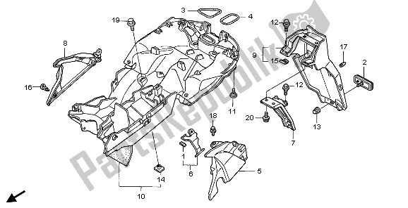 All parts for the Rear Fender of the Honda VFR 800 2006