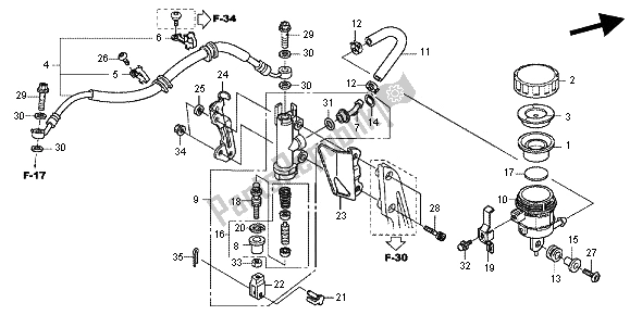 All parts for the Rear Brake Master Cylinder of the Honda CBR 1000 RR 2013